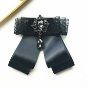 黑色蕾丝领结女韩国蝴蝶结，扣针2019衬衫领口装饰品飘带领花潮