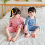 儿童空调服套装宝宝家居服夏季冰丝薄款男孩女孩睡衣七分袖