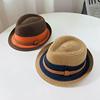 夏季草帽亲子帽儿童，爵士帽子男童潮帽拼色宝宝，遮阳帽时尚礼帽防晒