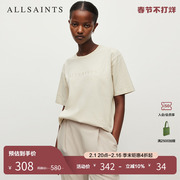 allsaints女士短袖圆领t恤2023秋季款，纯色字母logo上衣wm109y