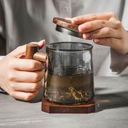 玻璃茶杯带盖办公室过滤耐热泡茶杯家用水杯男士简约茶水分离杯子