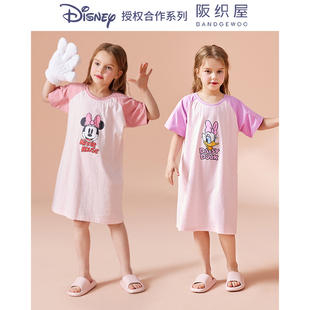 阪织屋迪士尼联名儿童睡衣家居服纯棉卡通男童套装女童睡裙女短袖