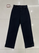 韩国minibrand黑色显瘦弹力冬季松紧腰直筒加绒保暖牛仔裤