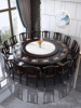 实木圆形餐桌椅组合带转盘10人新中式酒店家用吃饭桌子现代大圆桌