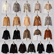TM12中古vintage古着日本制冬季保暖真皮草兔毛外套