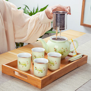 陶瓷功夫茶壶茶具套装，带不锈钢过滤网单壶茶杯，大号容量家用泡茶器