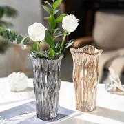 北欧风电镀水晶玻璃花瓶餐厅桌面琉璃玻璃花瓶摆件软装插花器