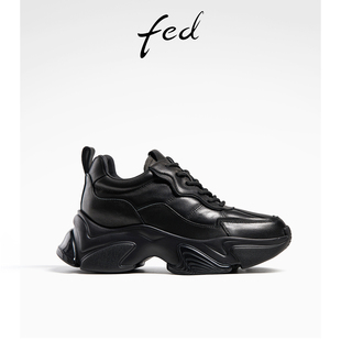 fed商场同款黑色老爹鞋秋季女鞋厚底增高鞋休闲鞋R0828-YA502