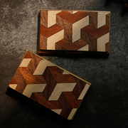 定制刻字创意木质名片盒高档商务，金属简约名片夹便携式男女卡包