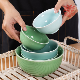 龙泉青瓷米饭碗陶瓷创意，中式餐具家用加厚大号，面汤碗喝粥碗小碗