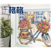 精准印花法国DMC十字绣套件 客厅 卧室 挂画 简约花卉 鲜花单车