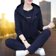 运动套装女春秋季2023年休闲服女士纯棉卫衣跑步宽松三件套潮