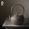 日式手工铁壶无涂层生铁壶，铸铁烧水壶泡，茶壶雕刻煮水茶具养生家用