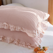 枕套枕巾纯棉一对装全棉家用情侣，单人成人加大加宽纯色盖巾枕头巾