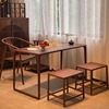 黑胡桃木阳台茶桌茶台实木，家用小型阳台桌椅，组合新中式阳台小茶桌