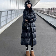 韩国黑色带帽羽绒，棉服女冬季2023加厚过膝棉衣棉袄中长款外套