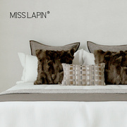 澜品现代简约棕色系，狐毛床品套件，轻奢样板间卧室酒店别墅床上用品