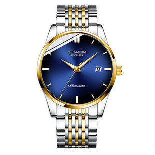 商务男防水品牌全自动机械钢带手表瑞士日历精钢夜光国产腕表