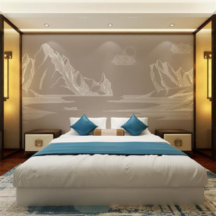 新中式抽象山水壁画电视背景墙，壁纸客厅沙发墙纸影视墙纸卧室墙布