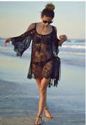  欧美性感辣妹吊带沙滩透视蕾丝衫罩衫亚马逊女装跨境