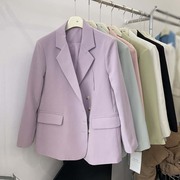 浅紫色西装外套女2023春装，新韩版洋气百搭休闲宽松小个子纯色西服