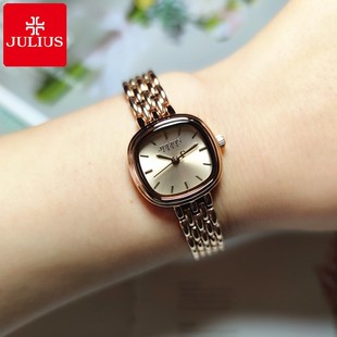聚利时手表女钢带正方形小巧表盘小众时尚简约优雅气质防水石英表