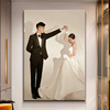 时光有约婚纱照放大挂墙相框，3648寸无框油画，定制影楼床头结婚照片