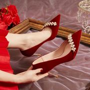 新娘婚鞋女2023结婚礼高跟鞋高级感不累脚敬酒红色秀禾服鞋子