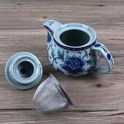 青花瓷牡丹花茶壶家用泡茶壶，带过滤网小号单壶陶瓷手抓壶瓷器水壶