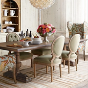 美式乡村复古实木餐桌，奢华型欧式家用客厅饭桌，长方形罗马柱咖啡桌