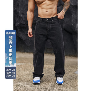 bluesfly运动牛仔裤男士，秋季宽松直筒休闲裤，美式潮牌修身健身长裤