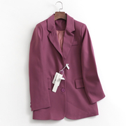 H626紫色免烫西装外套女春秋新小个子高级设计感小众法式休闲西服