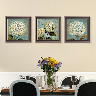 现代客厅装饰画简约卧室三联有框画欧式沙发背景墙画油画花卉壁画