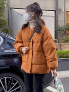 橘色羽绒服女款2023洋气，冬季韩版网红小众，高级感炸街外套