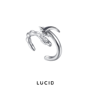 LUCID 流光系列月牙形珐琅水纹不对称开口戒指