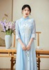米兰多格中国风复古凤凰刺绣连衣裙修身显瘦夏季F13155240