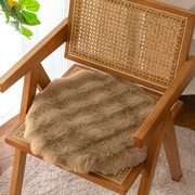办公室圆形坐垫椅垫毛绒屁垫冬季圆凳餐椅垫子白色仿兔毛加厚座垫