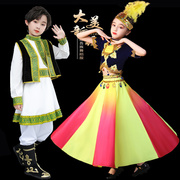 儿童新疆舞蹈演出服民族风女童维吾族舞蹈服装哈萨克族表演服六一