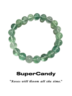 绿萤石素圈  SuperCandy原创设计手作绿萤石水晶手串手链设计感女