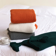 北欧流苏针织球毯毛线毯办公室，空调午休毯披肩，盖毯沙发休闲毯毛毯