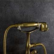 欧式明装花洒全铜镀金电话筒手持复古卫O生间淋浴器带下出水