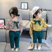 女童秋款套装1—12岁春秋季潮流衣服韩版时髦儿童碎花前后两穿装