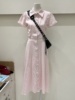 韩版夏季短袖甜美淑女Polo领十三行可爱单排扣漏腰设计连衣裙
