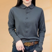 长袖衬衫女春季高端韩版宽松遮肉打底衫，时尚洋气百搭减龄小衫