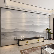 新中式电视背景墙壁纸现代简约山水墨画墙纸家用装饰壁布影视墙布