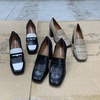 外贸女鞋原单拼色复古法式乐福鞋粗跟一脚蹬鞋子英伦风小皮鞋