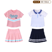 出口日本童装女童纯棉，短袖套装夏季薄款宝宝，运动网球球服半袖短裙