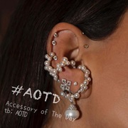 AOTD 珍珠无痛耳骨夹耳钉戒指左耳单只优雅气质925银