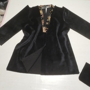 黑色羊羔毛面料(毛面料，)复合超柔绒布料，外套保暖服装2023年冬中长款大衣料