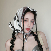 尤嘻岛自制小众设计美式方巾丝巾，女抹胸腰带甜酷y2k头巾包头夏季